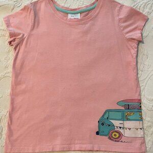 Girls' Hanna Andersson shirt with "wraparound" design on front and back.